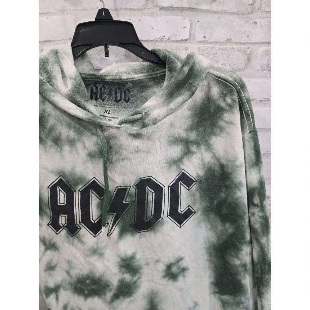 Men‎ Size XL ACDC Lightweight Tie Die Green Sweatshirt Hoodie Hard Rock Band - Picture 4 of 8
